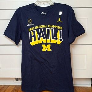 Nike Jordan University of Michigan 2023 National Champions HAIL Tee Size S